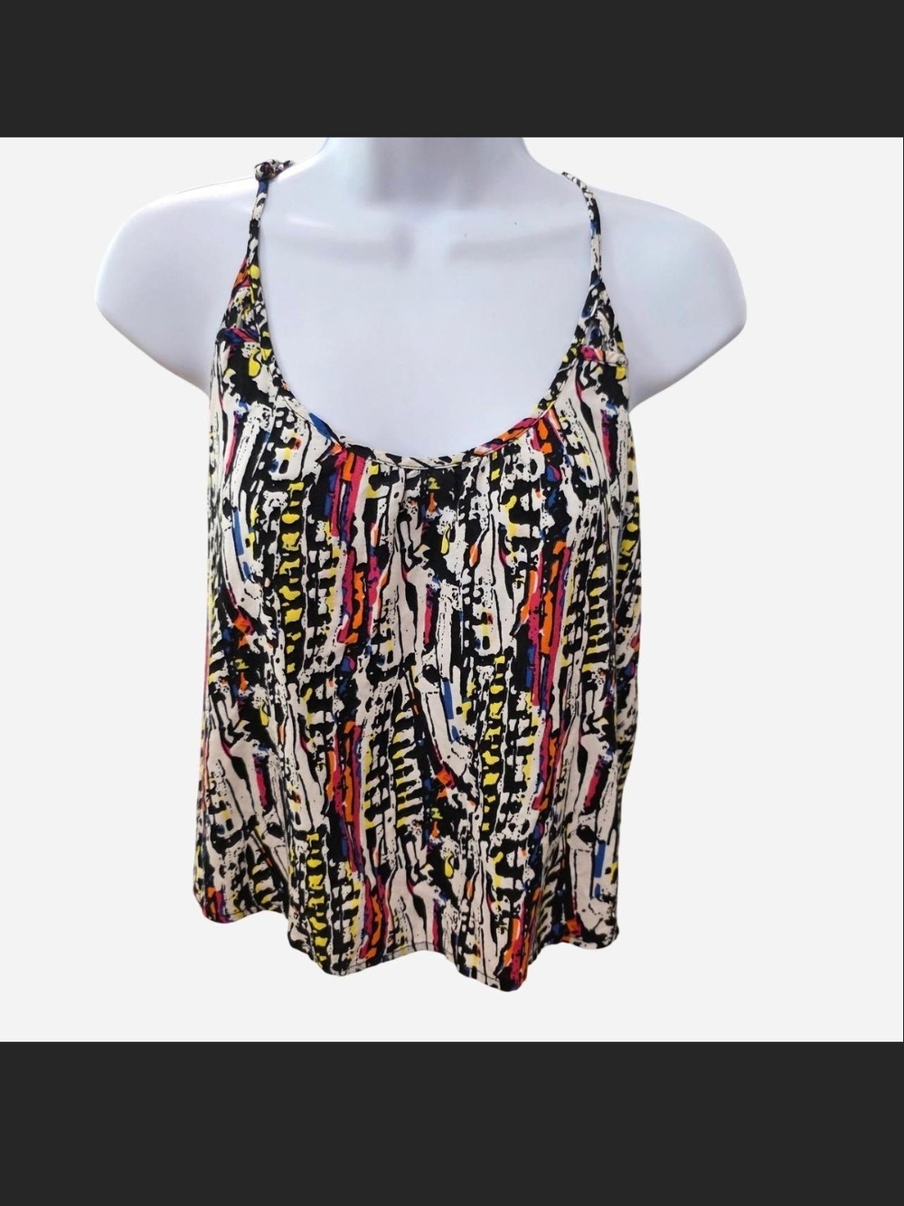 Multicolor Abstract Print Spaghetti Strap Tank Top